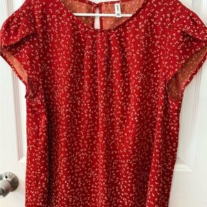 Chic Red Patterned Blouse
